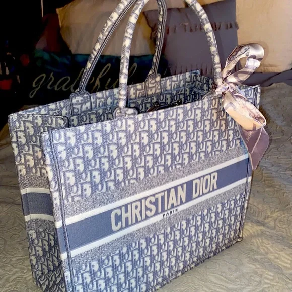 バッグ Christian Dior CHRISTIAN DIOR Canvas Embroidered Large Palm Tree Toile De